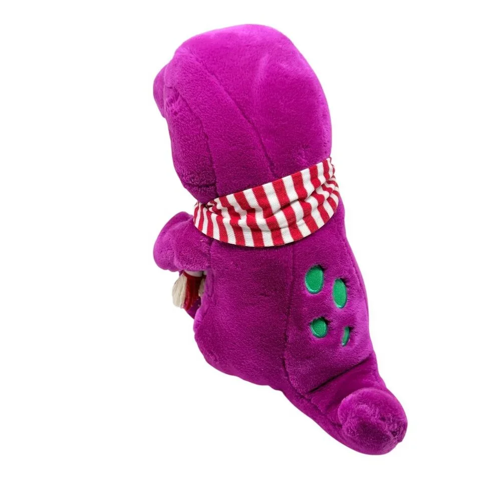 Vintage Barney Purple Dinosaur Plush Stuffed Toy 1990s Lyons Group Holiday Scarf